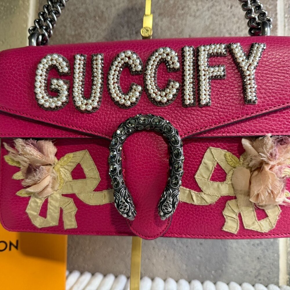 Auth Gucci GUCCIFY Embellished Dionysus Leather Shoulder Bag - Picture 13 of 17